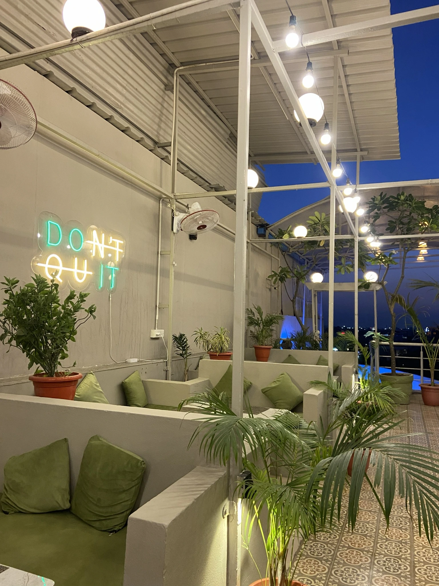 Club Clyrova open rooftop seating with skyline view near WTP Jaipur