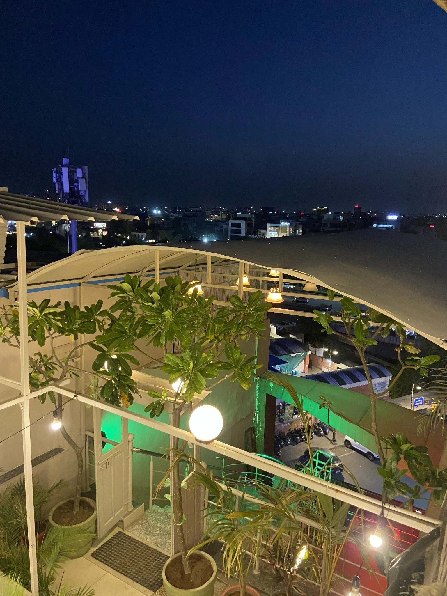 Club Clyrova rooftop skyline and seating view in Jaipur